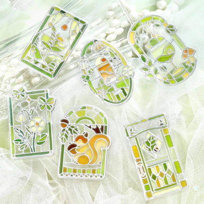 BGM 3D Clear Flake Sticker Café à la Mode・Traveling Windows - Forest - Flake Stickers