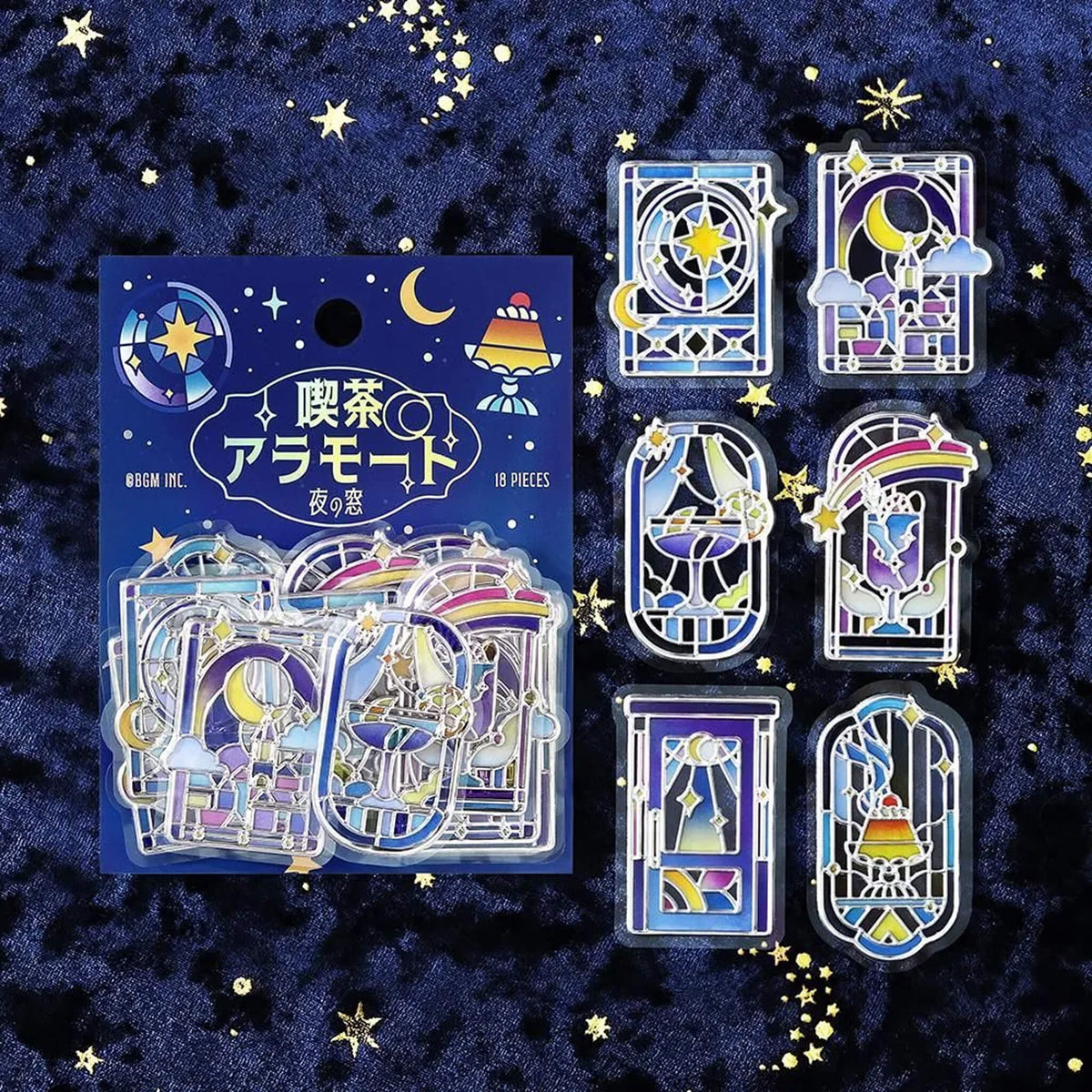 BGM 3D Clear Flake Sticker Café à la Mode・Traveling Windows - Night - Flake Stickers