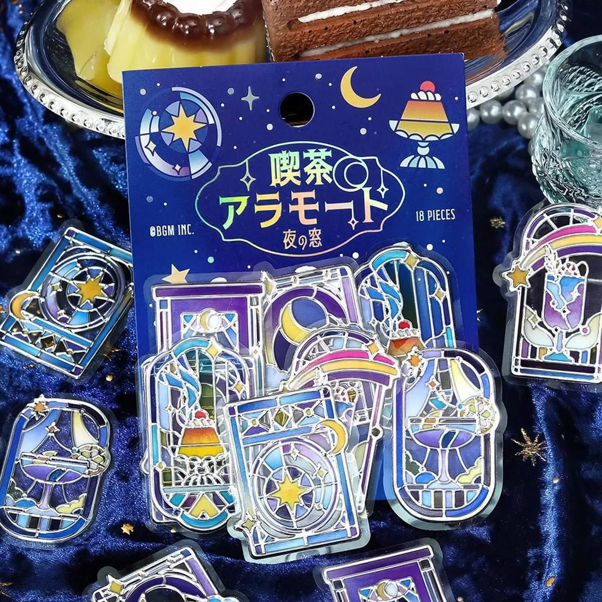 BGM 3D Clear Flake Sticker Café à la Mode・Traveling Windows - Night - Flake Stickers