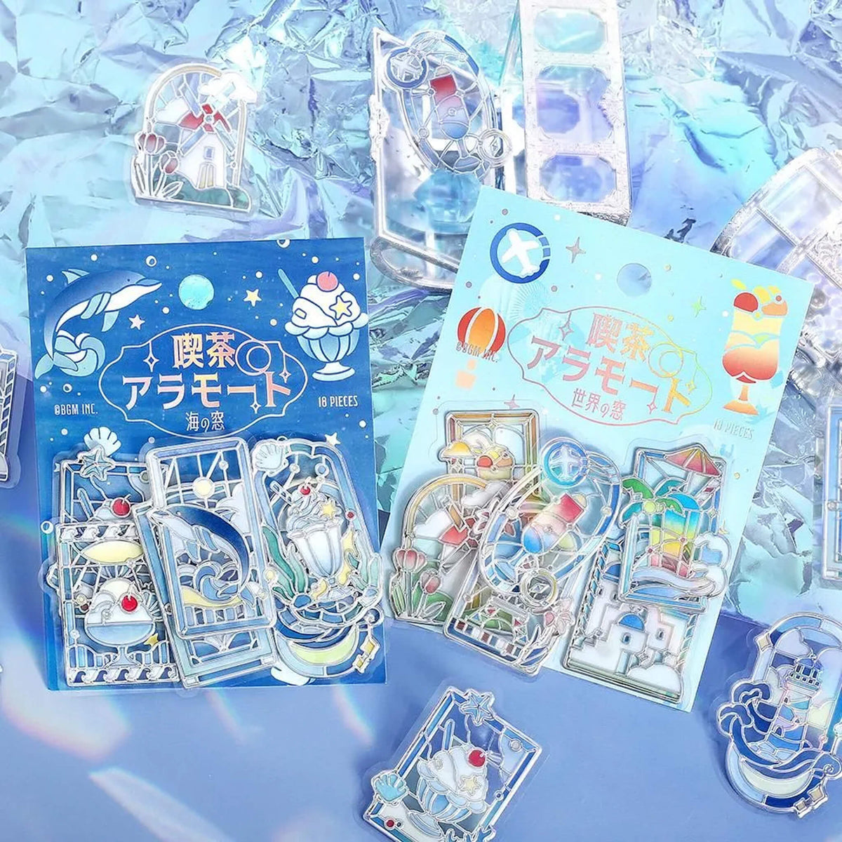 BGM 3D Clear Flake Sticker Café à la Mode・Traveling Windows - Sea - Flake Stickers