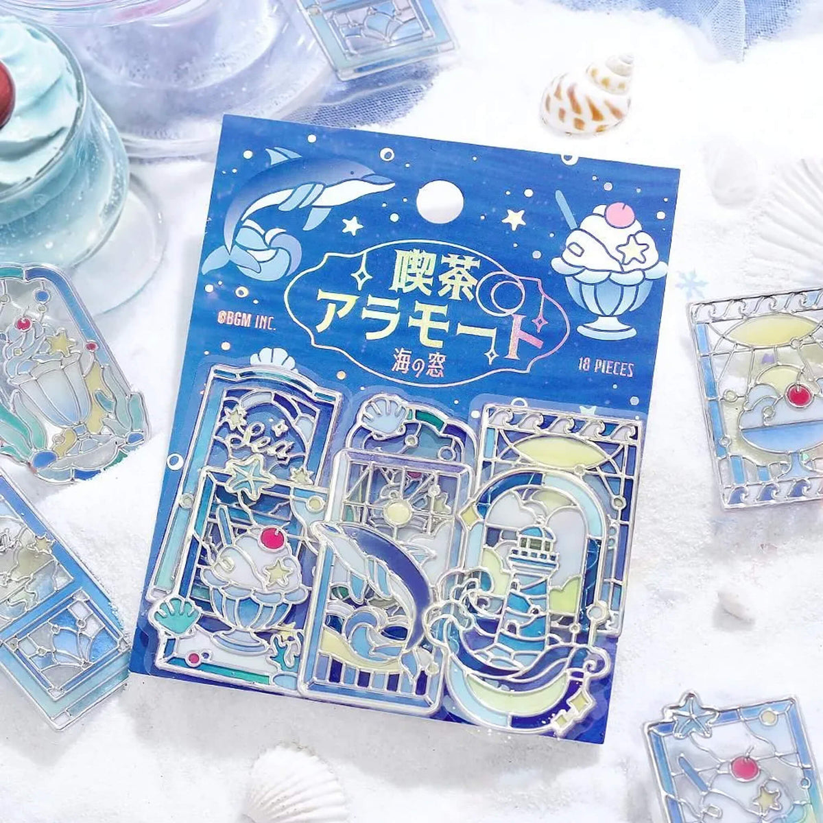 BGM 3D Clear Flake Sticker Café à la Mode・Traveling Windows - Sea - Flake Stickers