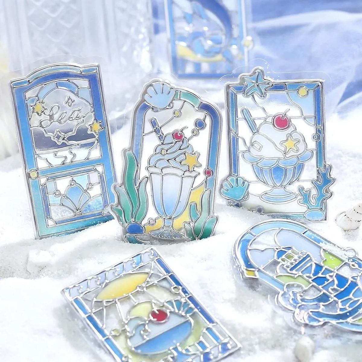 BGM 3D Clear Flake Sticker Café à la Mode・Traveling Windows - Sea - Flake Stickers