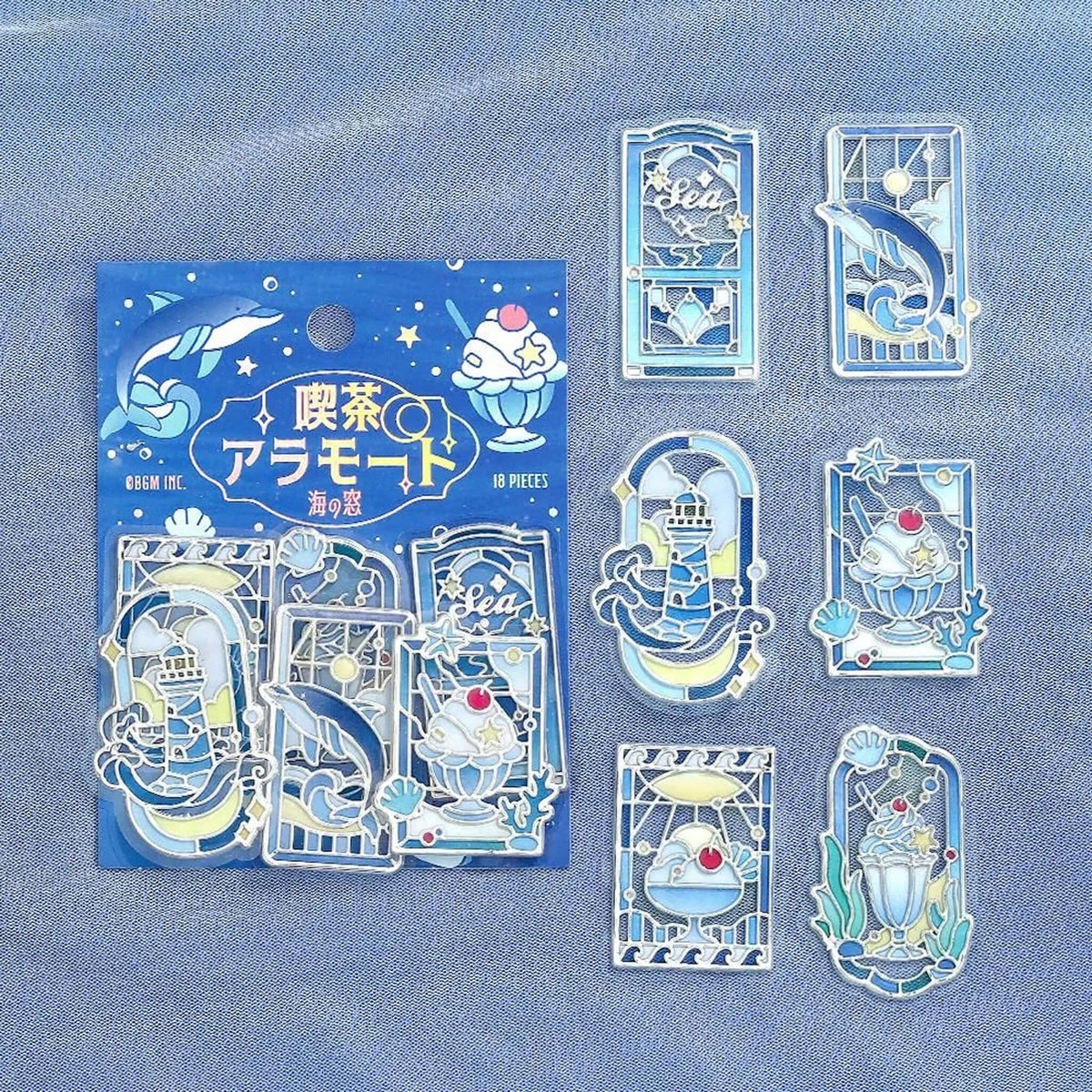 BGM 3D Clear Flake Sticker Café à la Mode・Traveling Windows - Sea - Flake Stickers