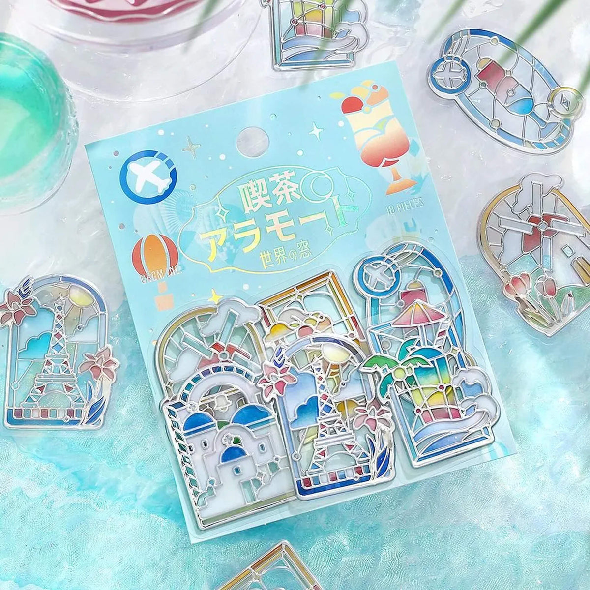 BGM 3D Clear Flake Sticker Café à la Mode・Traveling Windows - World - Flake Stickers
