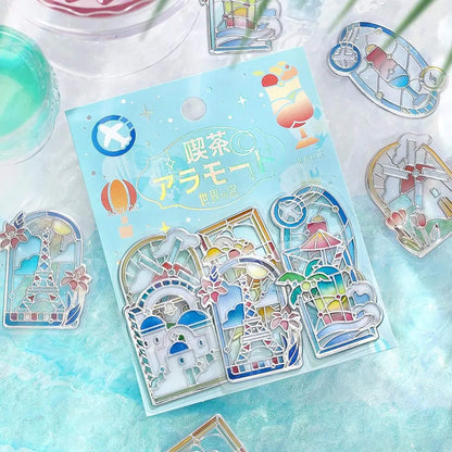 BGM 3D Clear Flake Sticker Café à la Mode・Traveling Windows - World - Flake Stickers