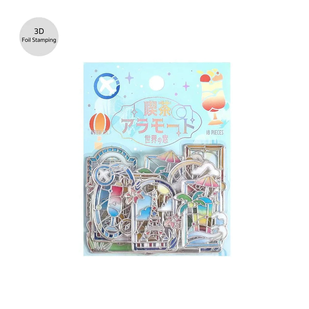 BGM 3D Clear Flake Sticker Café à la Mode・Traveling Windows - World - Flake Stickers