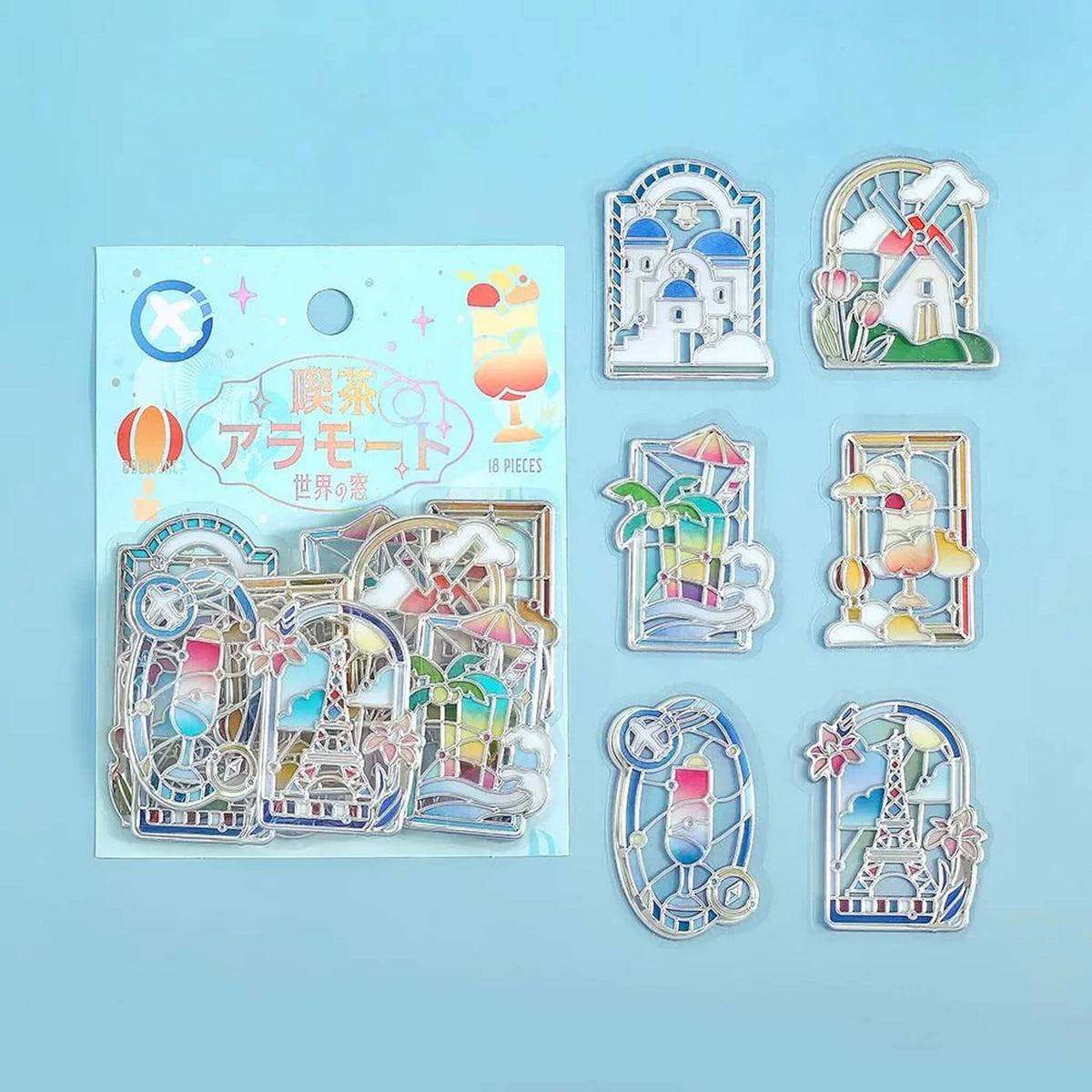 BGM 3D Clear Flake Sticker Café à la Mode・Traveling Windows - World - Flake Stickers