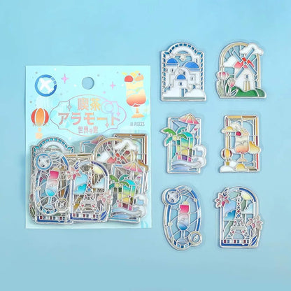BGM 3D Clear Flake Sticker Café à la Mode・Traveling Windows - World - Flake Stickers