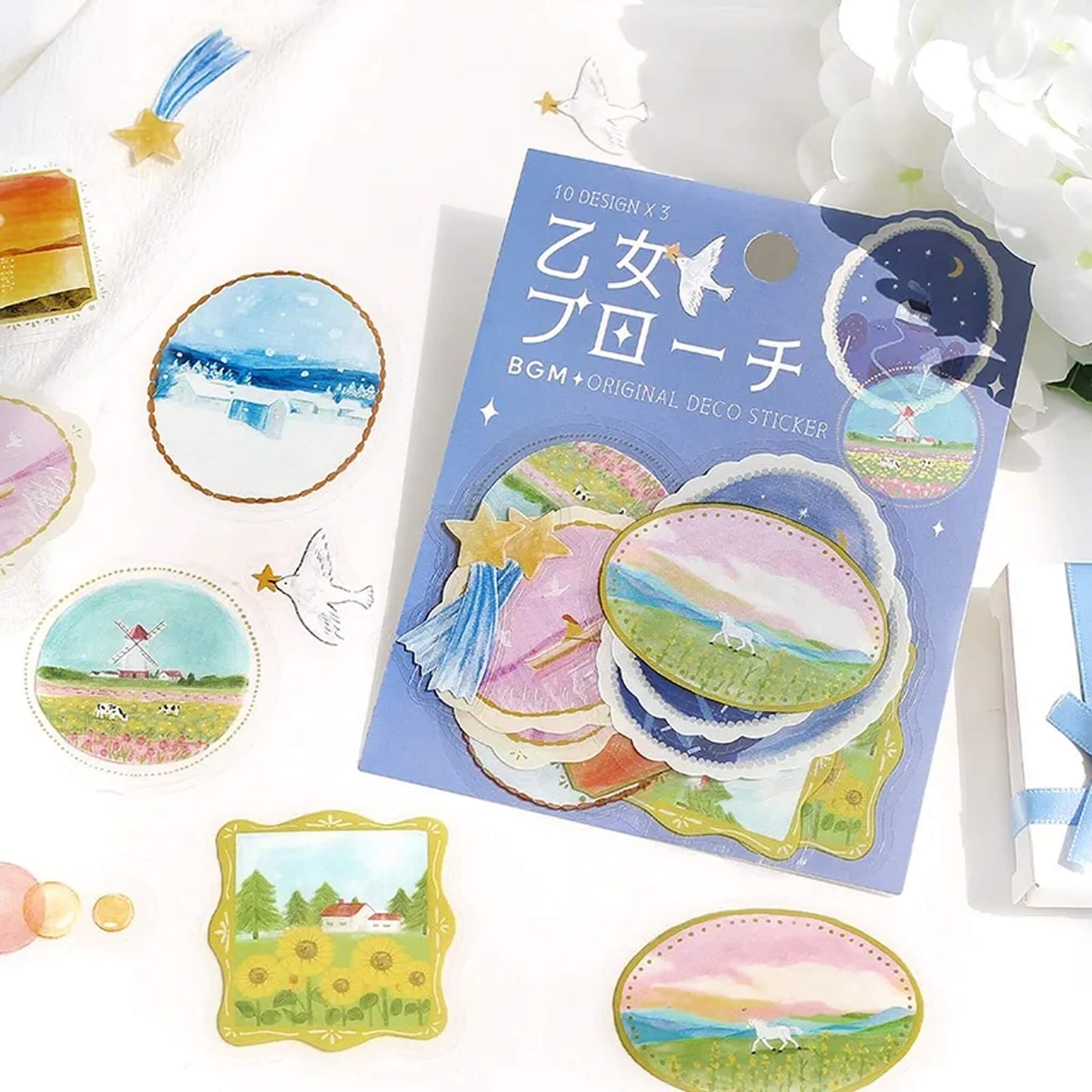 BGM Clear Flake Sticker Maiden Brooch - Landscape - Flake Stickers