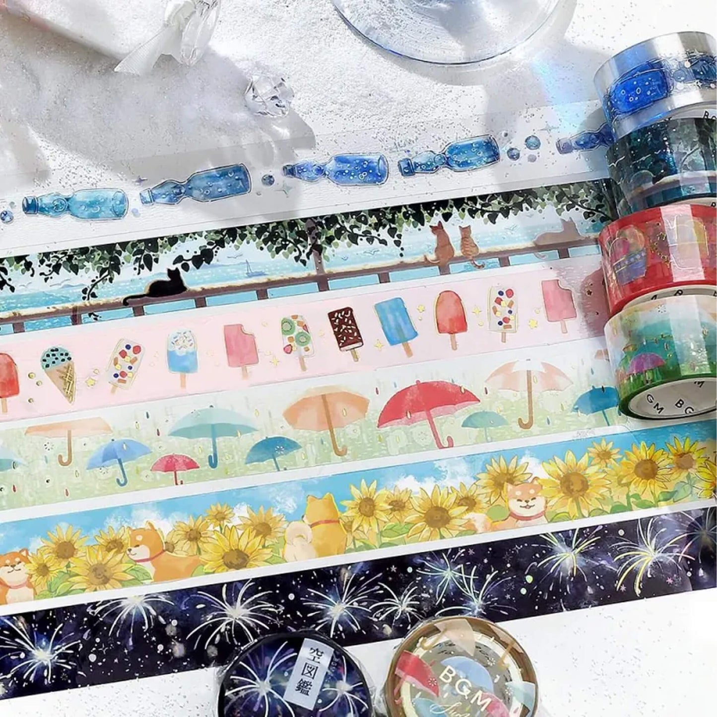 BGM Foil Clear Tape 2025 Summer Limited - Dog and Sunflower - PET Film Tapes