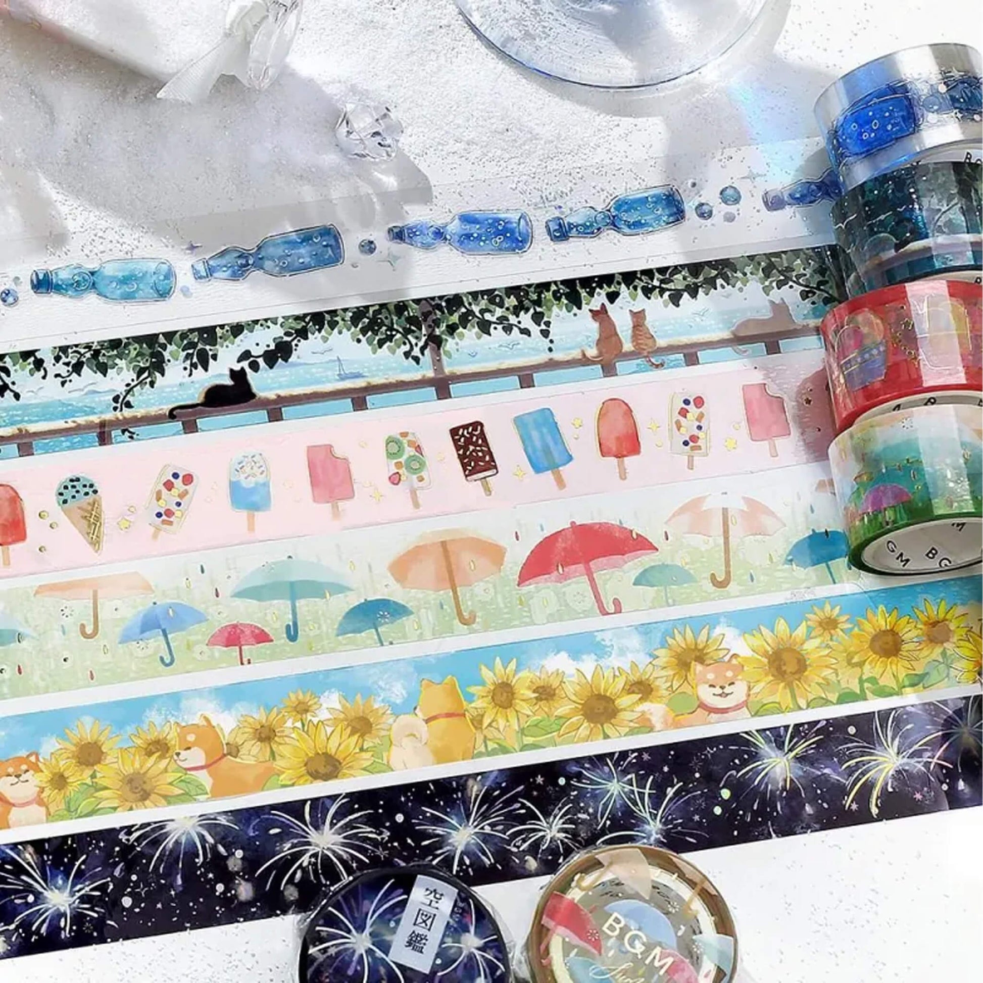 BGM Foil Clear Tape 2025 Summer Limited - Dog and Sunflower - PET Film Tapes