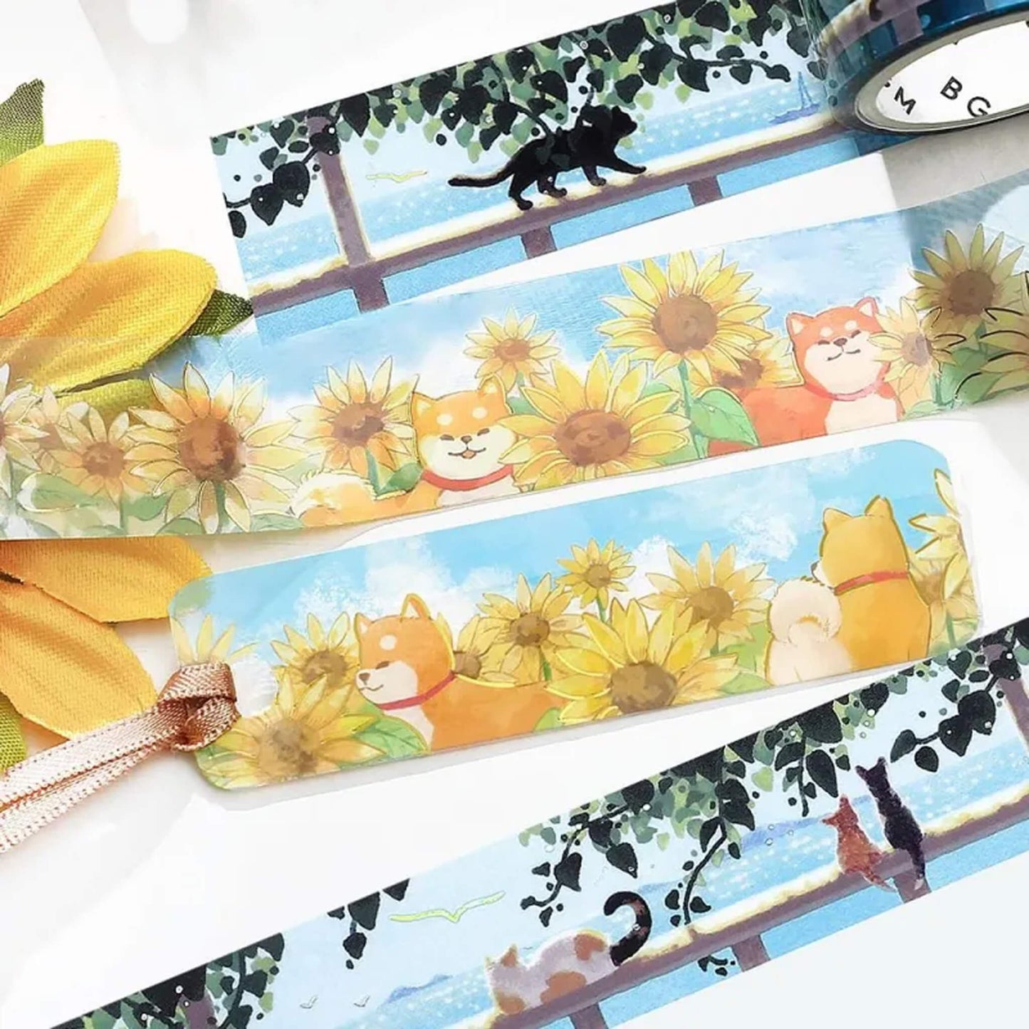 BGM Foil Clear Tape 2025 Summer Limited - Dog and Sunflower - PET Film Tapes