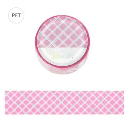 BGM Foil Clear Tape - Pink Plaid - PET Film Tapes