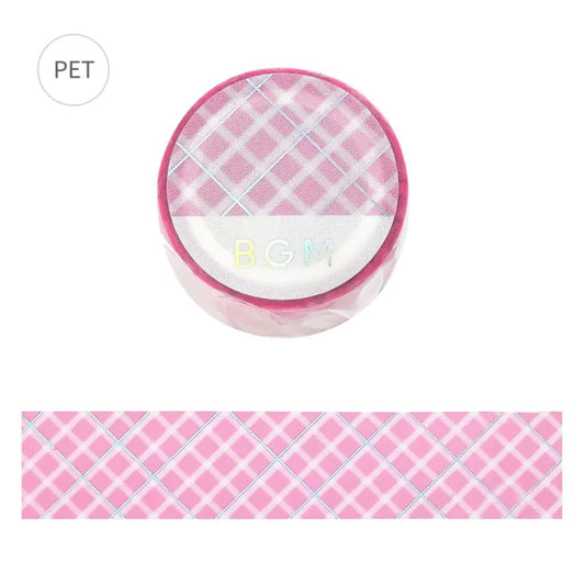BGM Foil Clear Tape - Pink Plaid - PET Film Tapes
