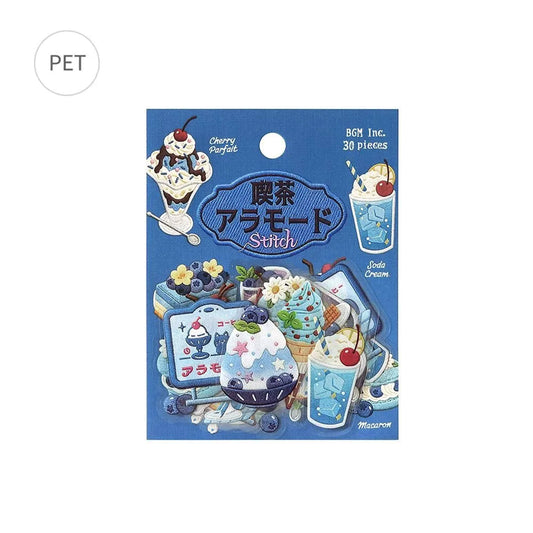 BGM Foil Flake Sticker Café à la Mode Embroidery Album - Blue - Flake Stickers