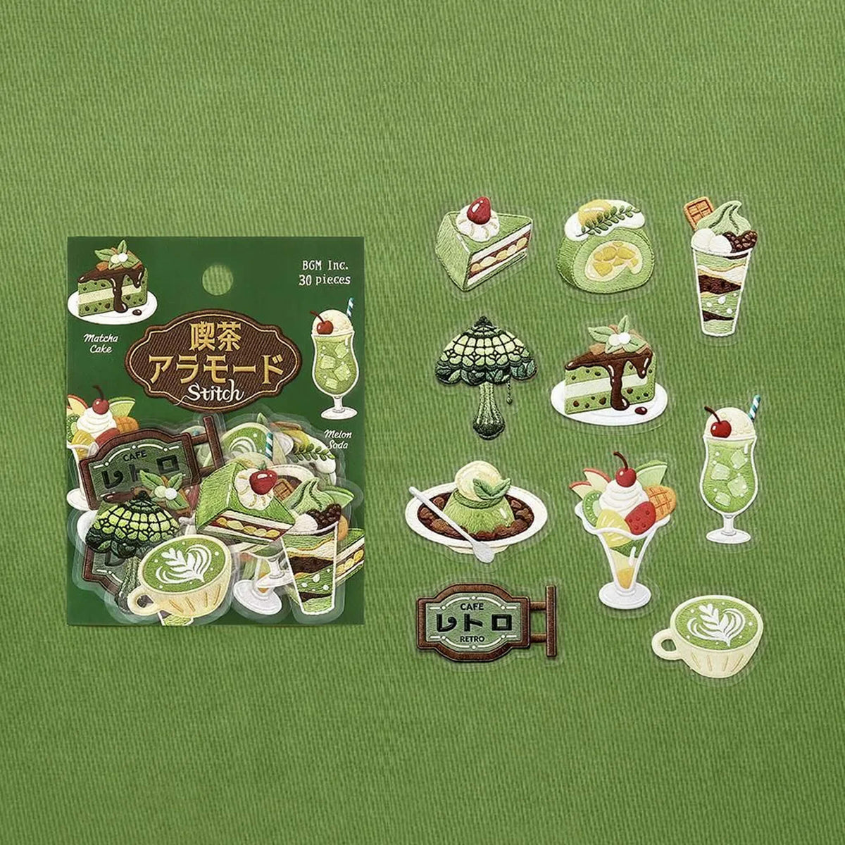 BGM Foil Flake Sticker Café à la Mode Embroidery Album - Green - Flake Stickers