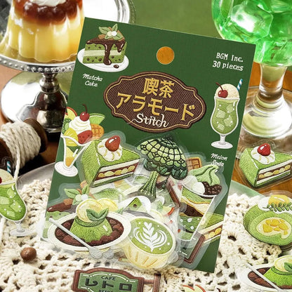 BGM Foil Flake Sticker Café à la Mode Embroidery Album - Green - Flake Stickers