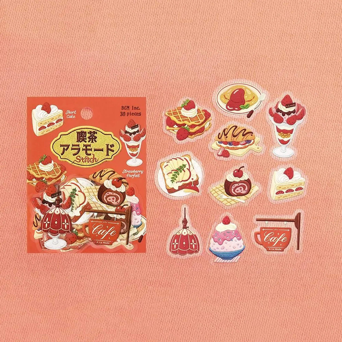 BGM Foil Flake Sticker Café à la Mode Embroidery Album - Red - Flake Stickers