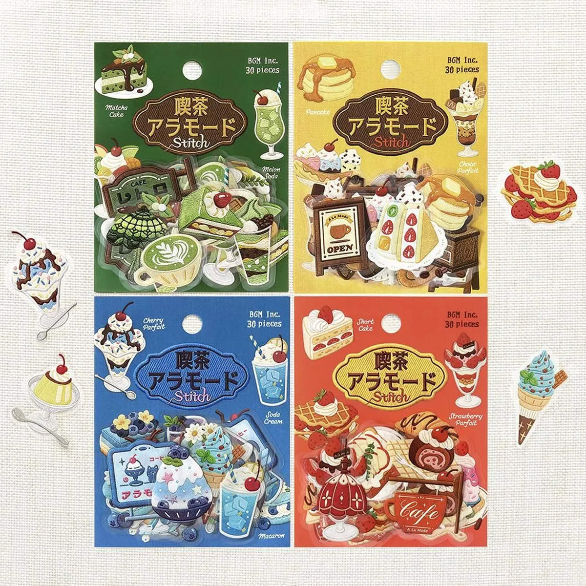 BGM Foil Flake Sticker Café à la Mode Embroidery Album - Red - Flake Stickers