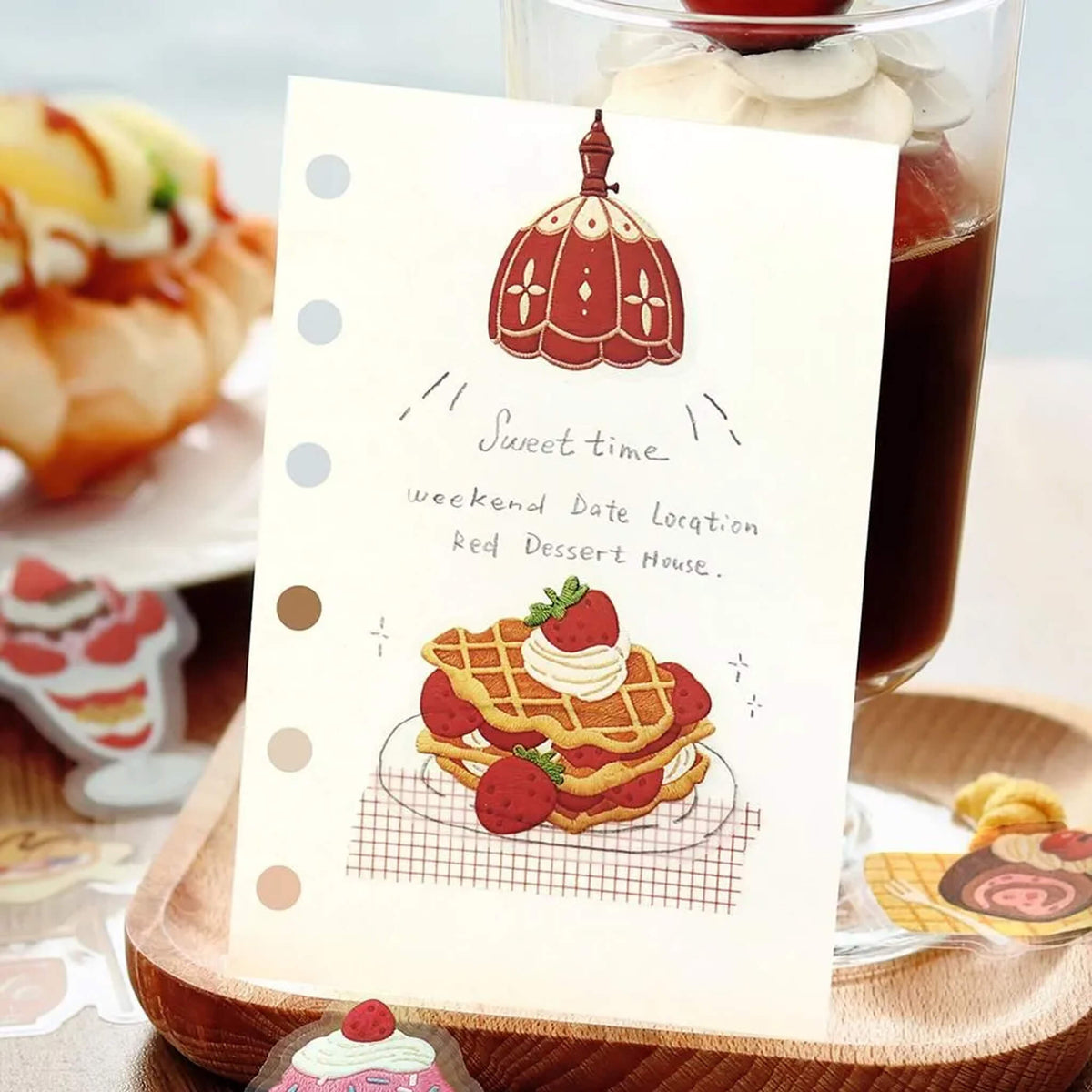 BGM Foil Flake Sticker Café à la Mode Embroidery Album - Red - Flake Stickers