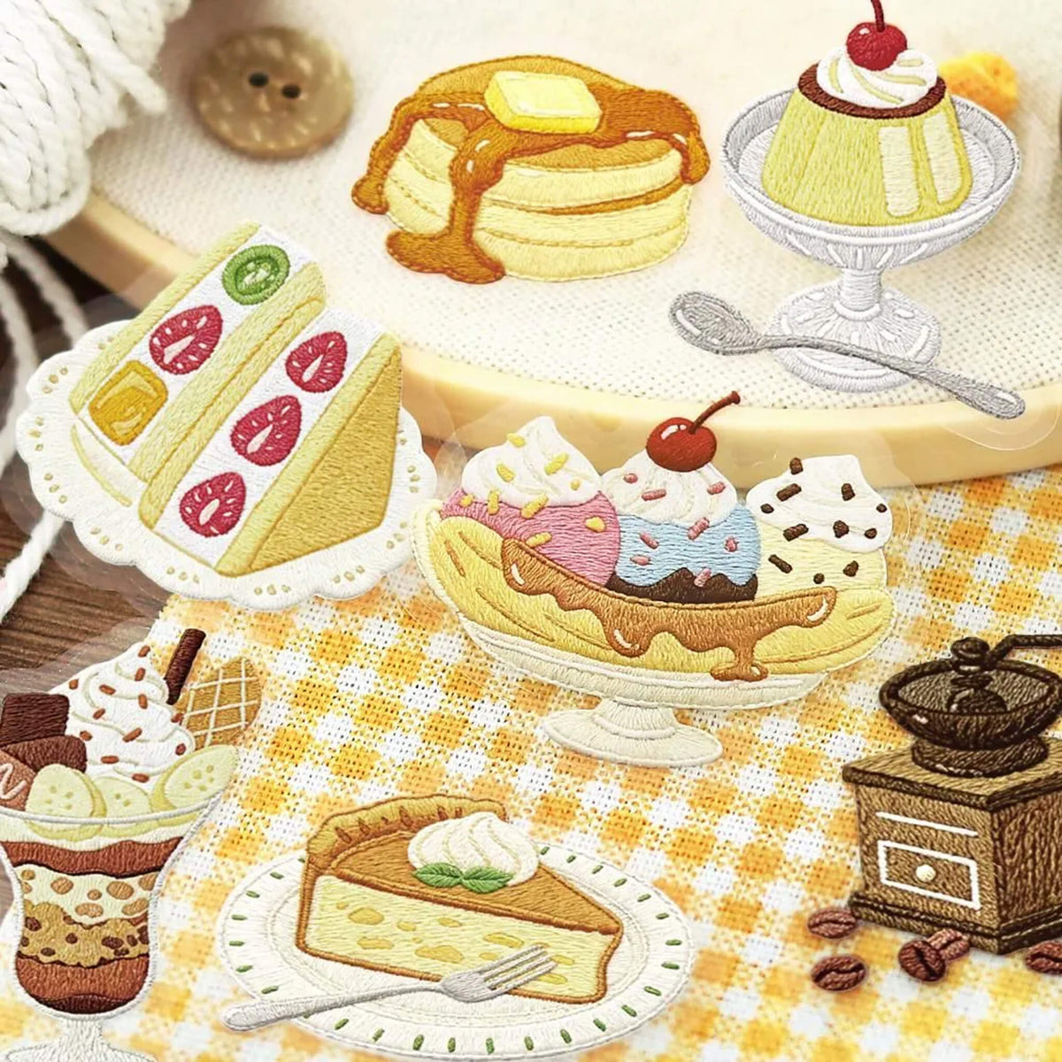 BGM Foil Flake Sticker Café à la Mode Embroidery Album - Yellow - Flake Stickers