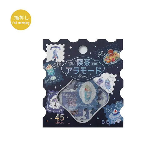BGM Foil Flake Sticker Café à la Mode Postage Stamp - Blue - Flake Stickers