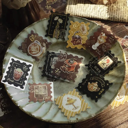 BGM Foil Flake Sticker Café à la Mode Postage Stamp - Brown - Flake Stickers