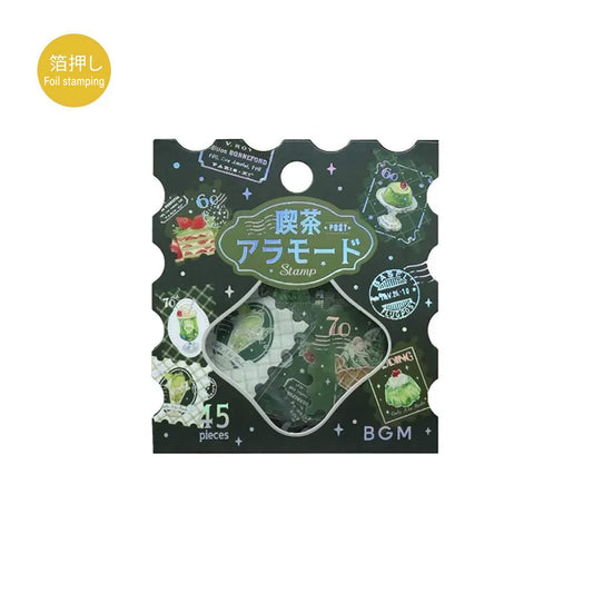 BGM Foil Flake Sticker Café à la Mode Postage Stamp - Green - Flake Stickers