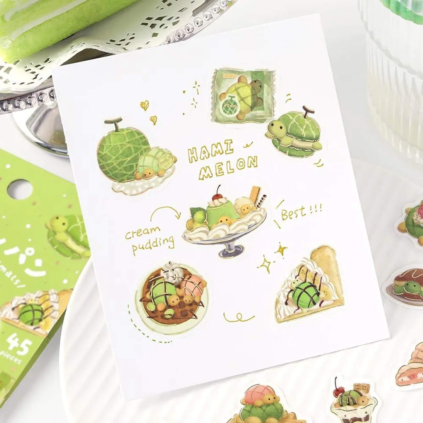BGM Foil Flake Sticker Fuwa Fuwa Animals Vol.2 - Turtle Melon Bread - Flake Stickers