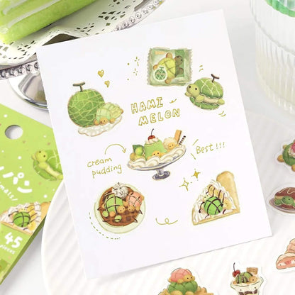 BGM Foil Flake Sticker Fuwa Fuwa Animals Vol.2 - Turtle Melon Bread - Flake Stickers