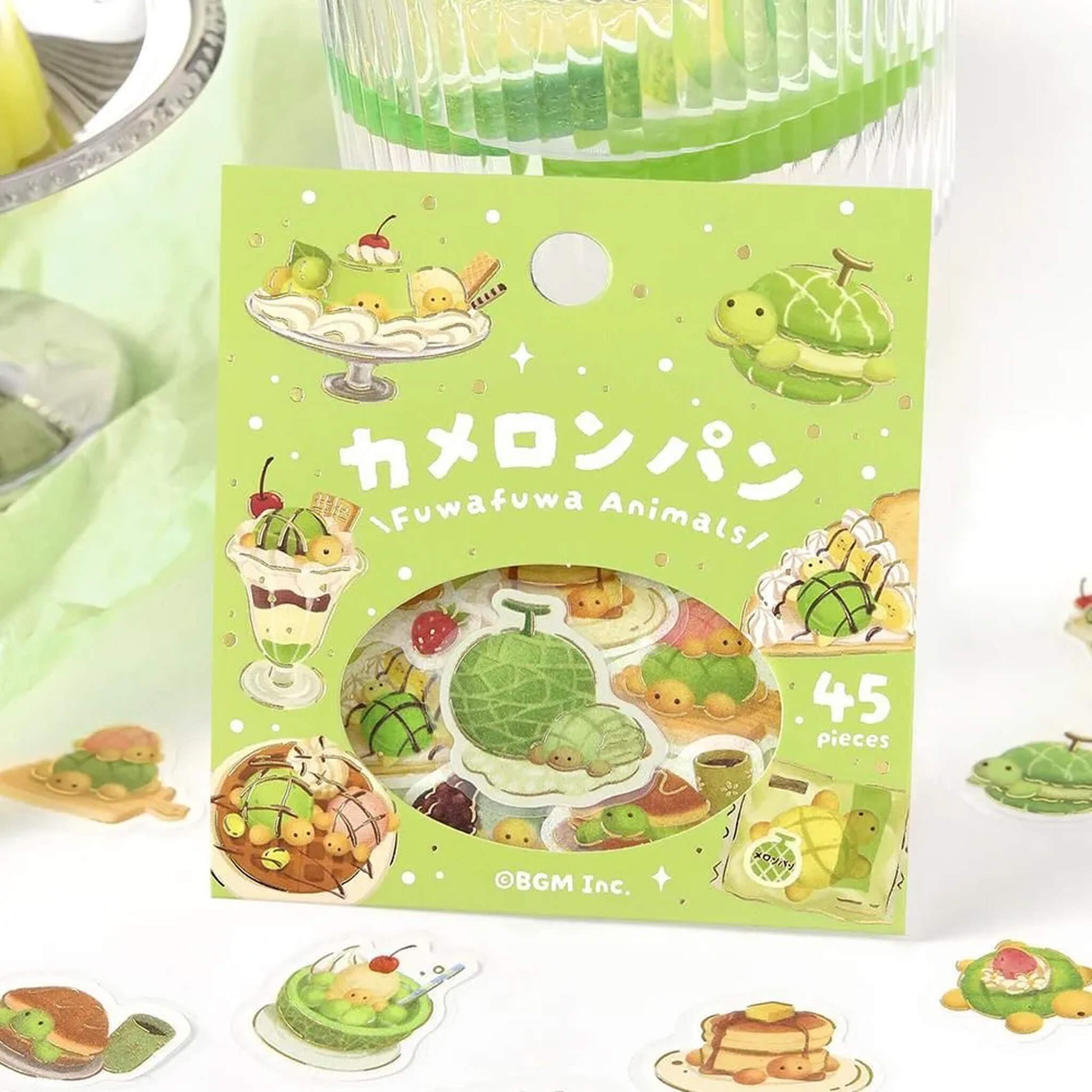 BGM Foil Flake Sticker Fuwa Fuwa Animals Vol.2 - Turtle Melon Bread - Flake Stickers