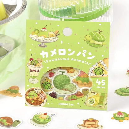 BGM Foil Flake Sticker Fuwa Fuwa Animals Vol.2 - Turtle Melon Bread - Flake Stickers