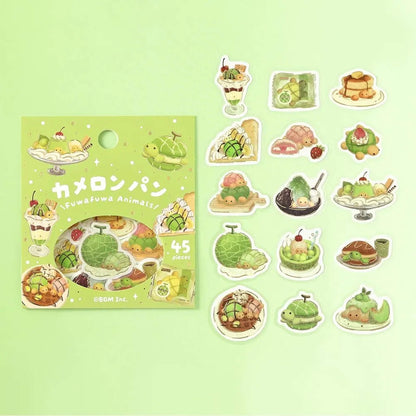 BGM Foil Flake Sticker Fuwa Fuwa Animals Vol.2 - Turtle Melon Bread - Flake Stickers