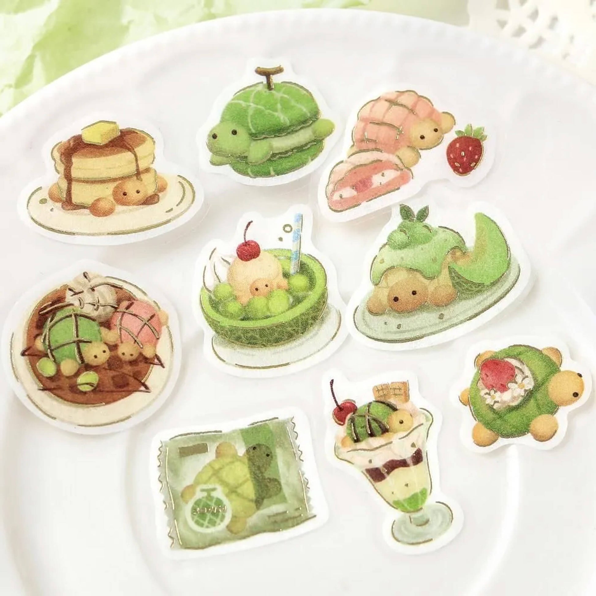 BGM Foil Flake Sticker Fuwa Fuwa Animals Vol.2 - Turtle Melon Bread - Flake Stickers