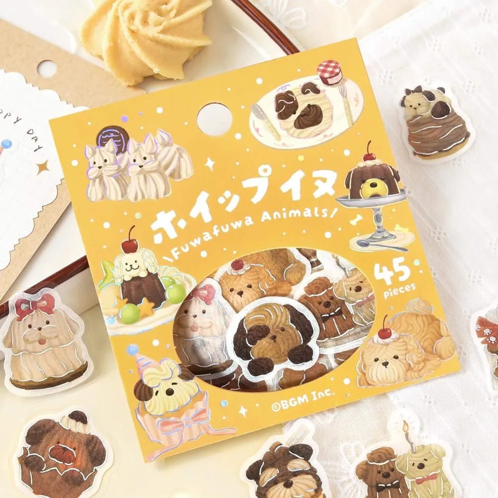 BGM Foil Flake Sticker Fuwa Fuwa Animals Vol.2 - Whipped Cream Dog - Flake Stickers