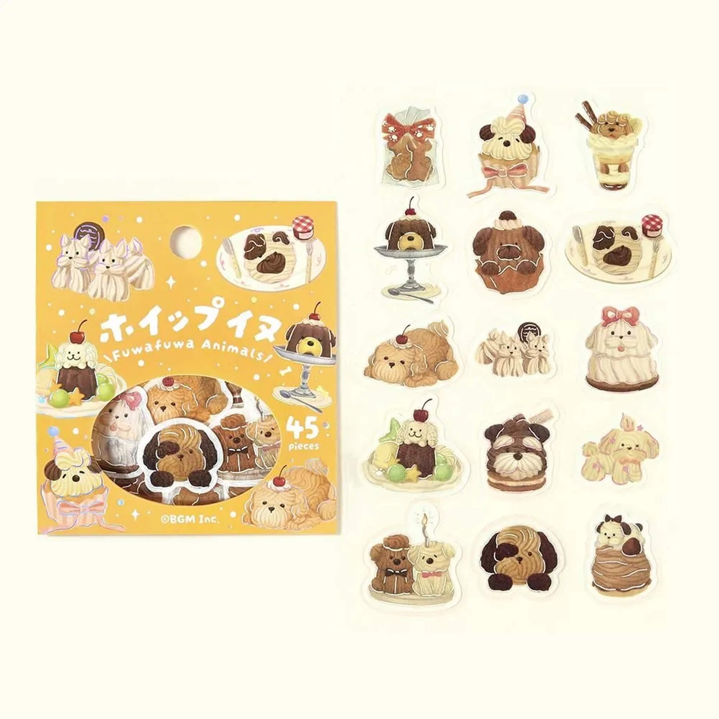 BGM Foil Flake Sticker Fuwa Fuwa Animals Vol.2 - Whipped Cream Dog - Flake Stickers