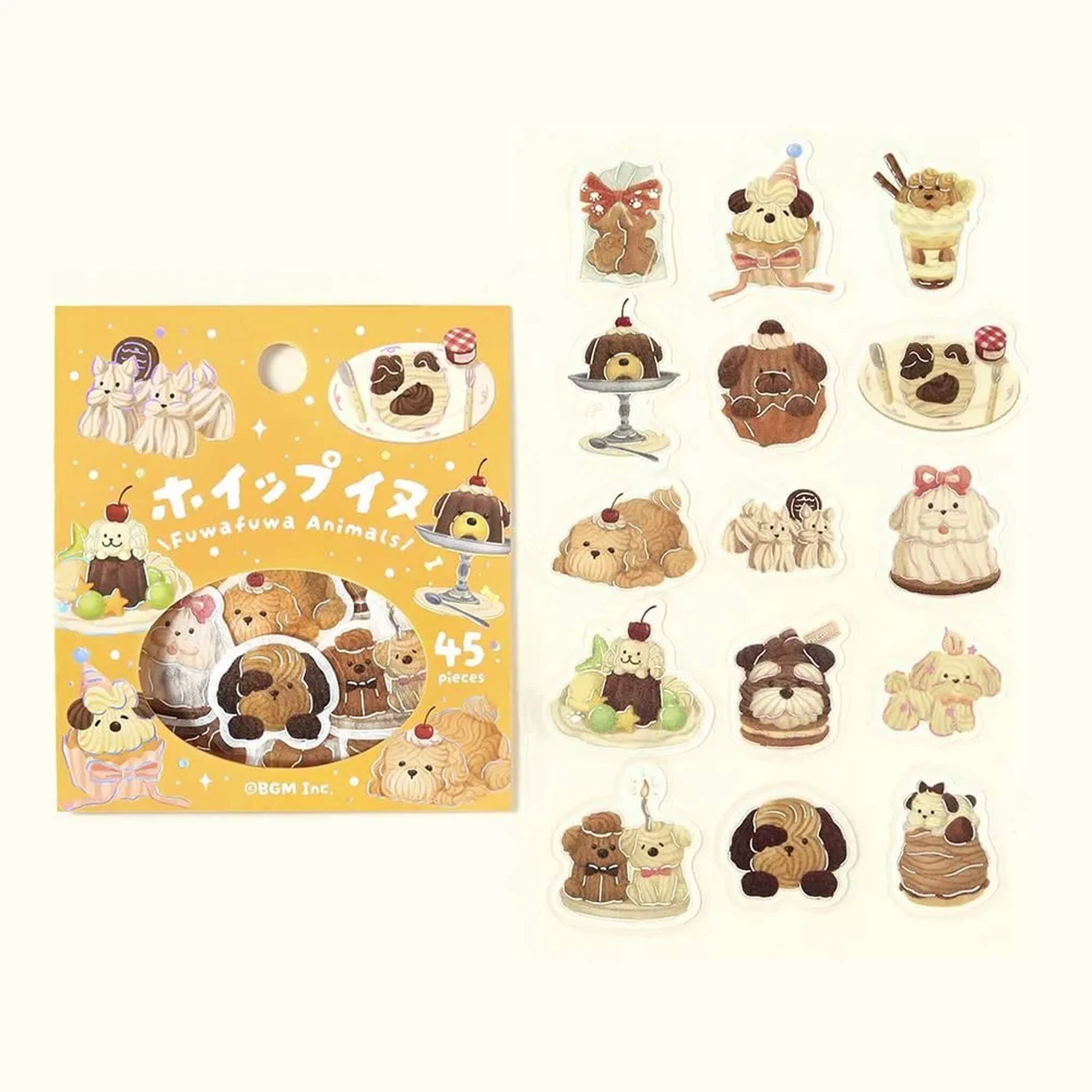 BGM Foil Flake Sticker Fuwa Fuwa Animals Vol.2 - Whipped Cream Dog - Flake Stickers