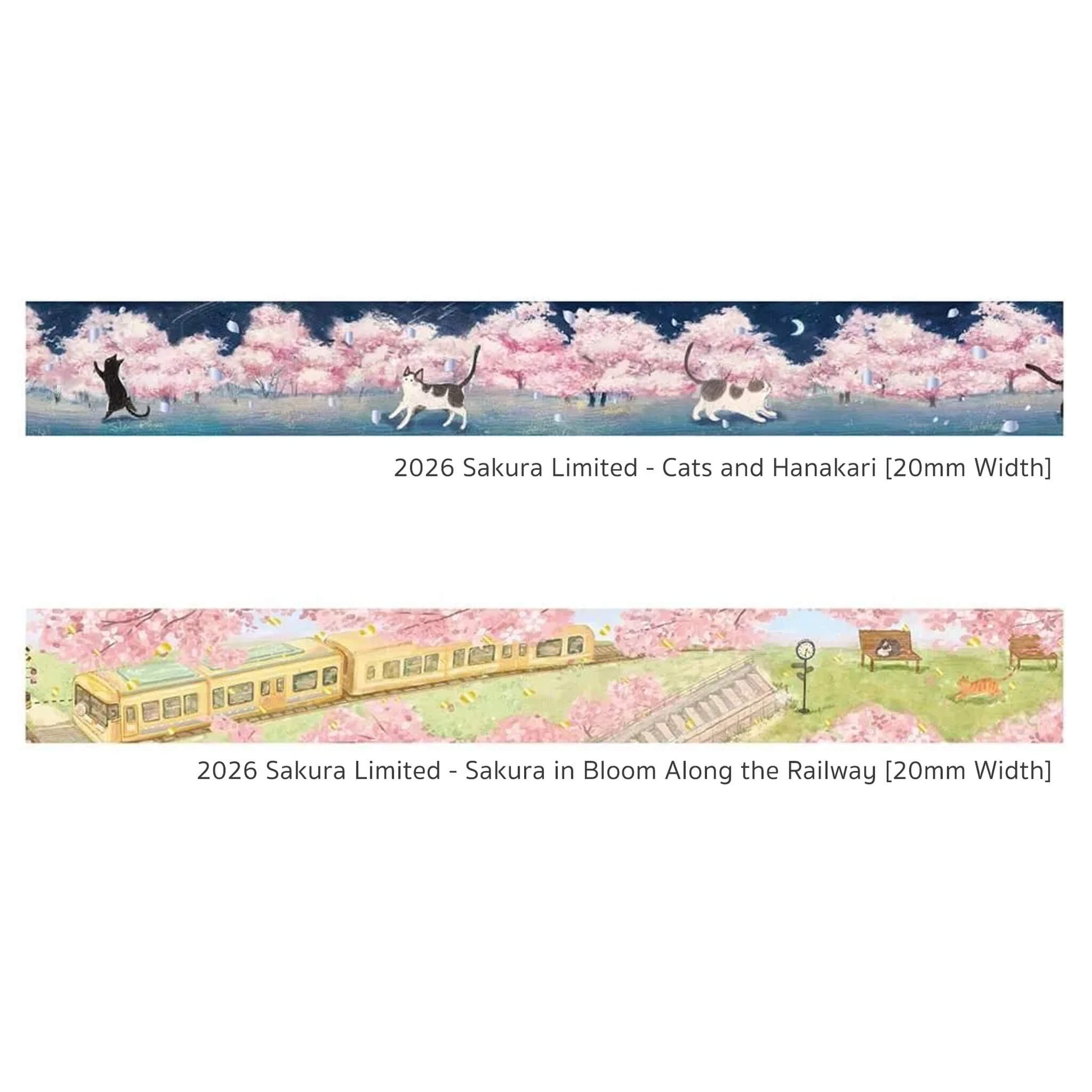 BGM Foil Washi Tape 2026 Sakura Limited - Cats and Hanakari [20mm Width] - Washi Tapes