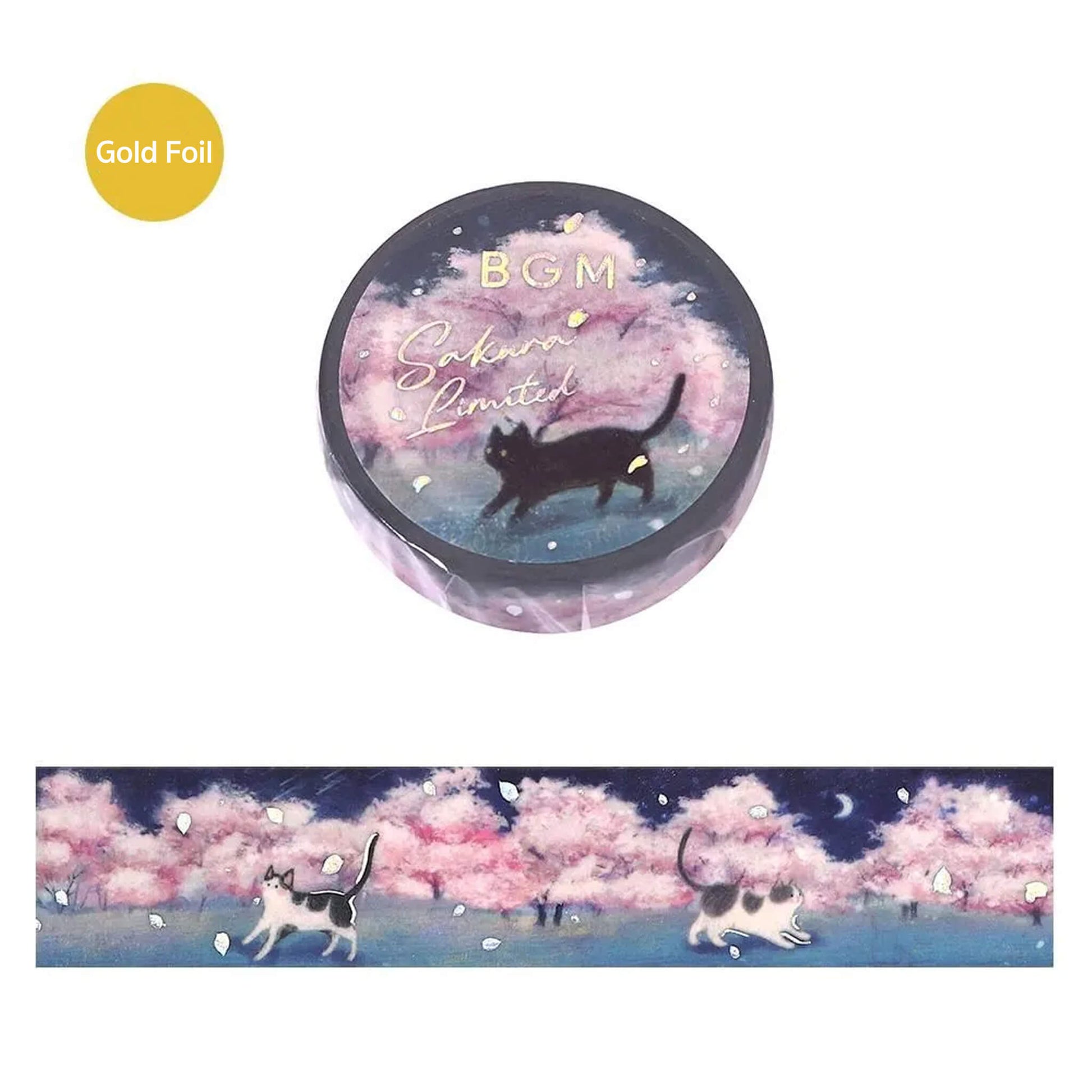 BGM Foil Washi Tape 2026 Sakura Limited - Cats and Hanakari [20mm Width] - Washi Tapes
