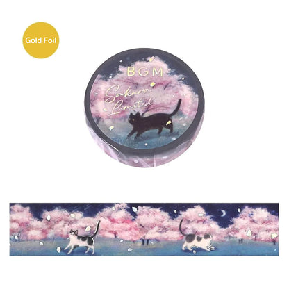 BGM Foil Washi Tape 2026 Sakura Limited - Cats and Hanakari [20mm Width] - Washi Tapes
