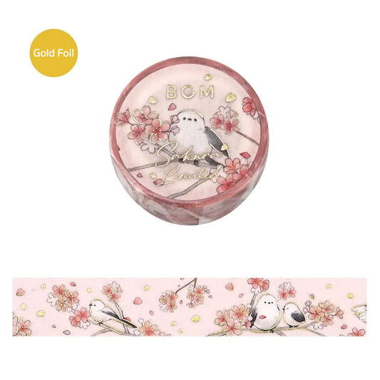 BGM Foil Washi Tape 2026 Sakura Limited - Sakura and Shimaenaga [15mm Width] - Washi Tapes