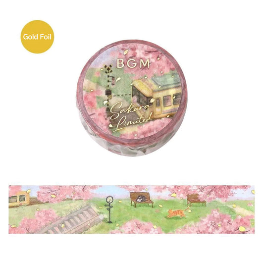 BGM Foil Washi Tape 2026 Sakura Limited - Sakura in Bloom Along the Railway [20mm Width] - Washi Tapes