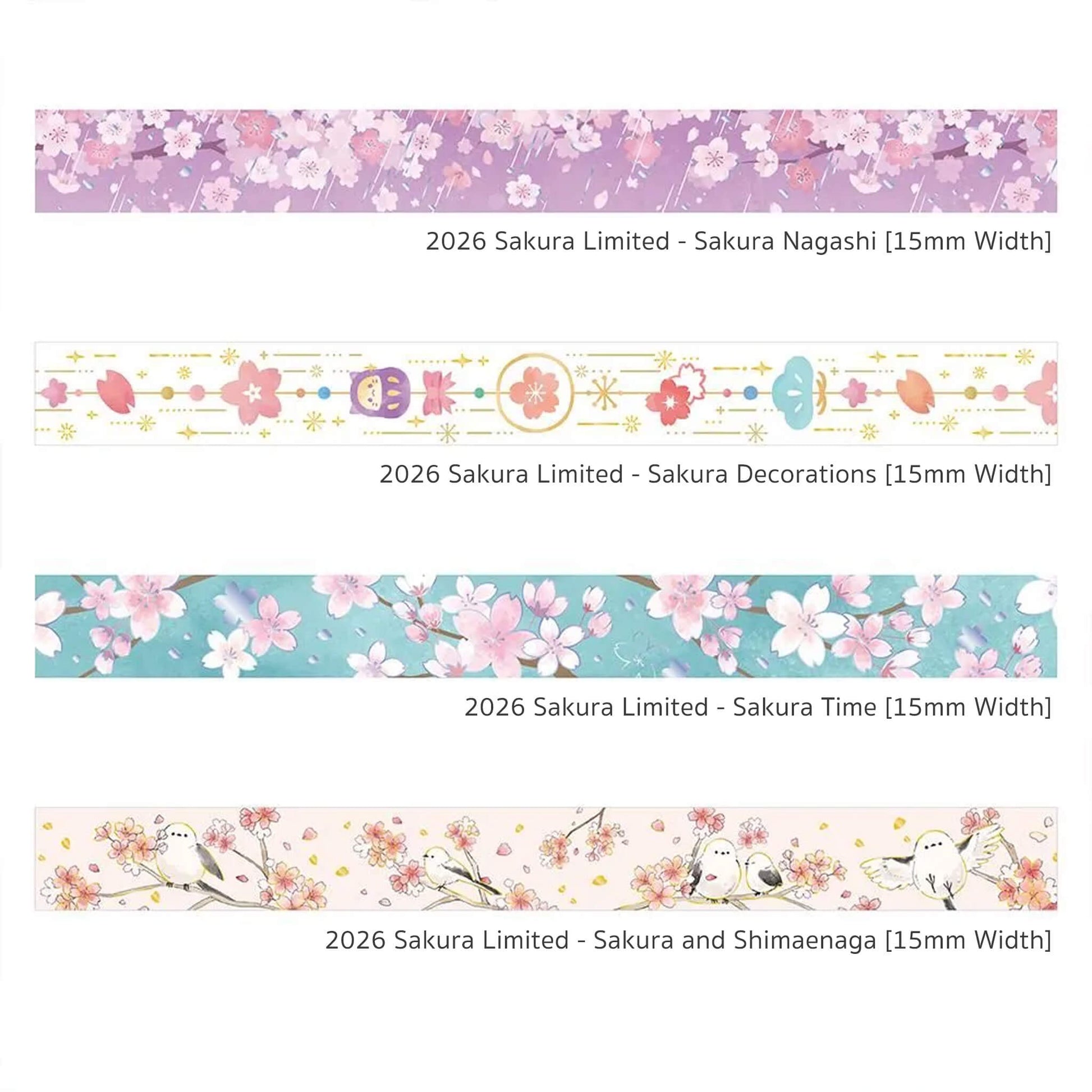 BGM Foil Washi Tape 2026 Sakura Limited - Sakura Nagashi [15mm Width] - Washi Tapes