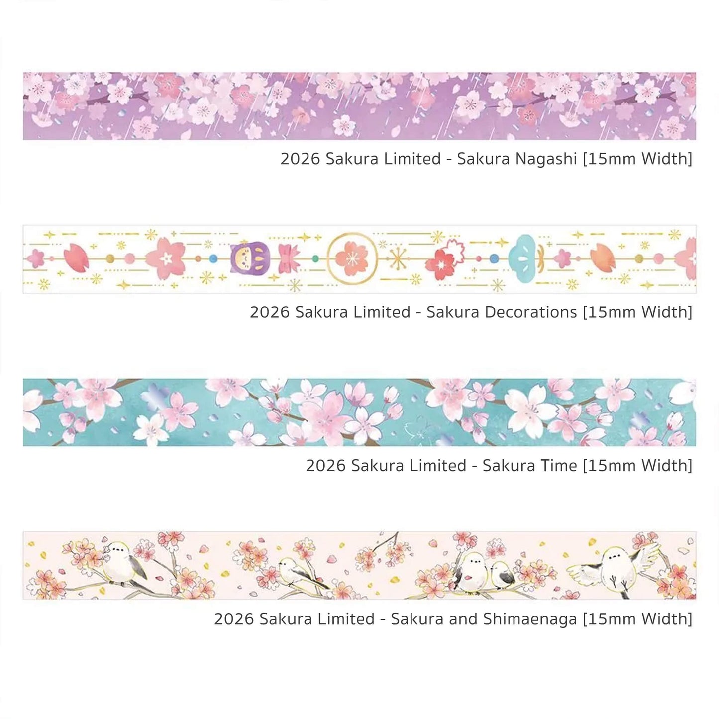 BGM Foil Washi Tape 2026 Sakura Limited - Sakura Time [15mm Width] - Washi Tapes