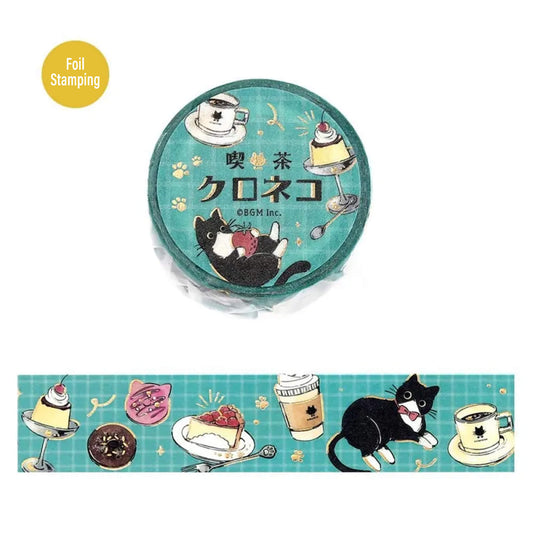BGM Foil Washi Tape Black Cat Café - Stroll - Washi Tapes