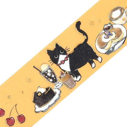 BGM Foil Washi Tape Black Cat Café - Sweets Time - Washi Tapes