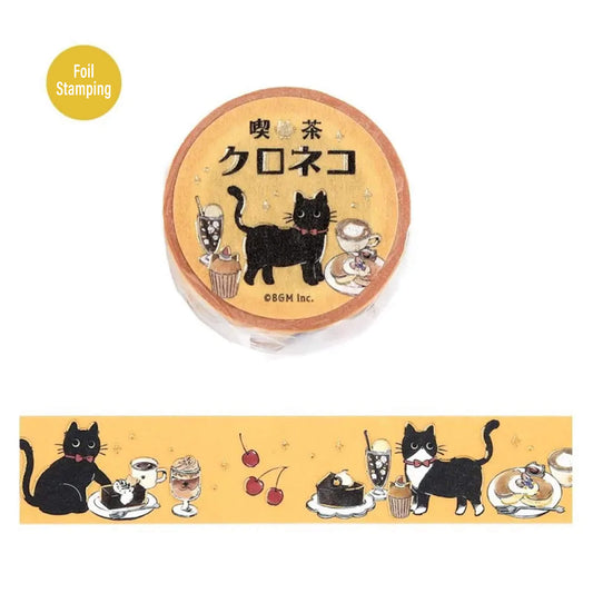 BGM Foil Washi Tape Black Cat Café - Sweets Time - Washi Tapes