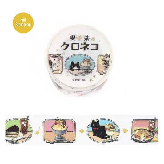 BGM Foil Washi Tape Black Cat Café - Today's Menu - Washi Tapes