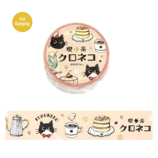 BGM Foil Washi Tape Black Cat Café - Welcome - Washi Tapes