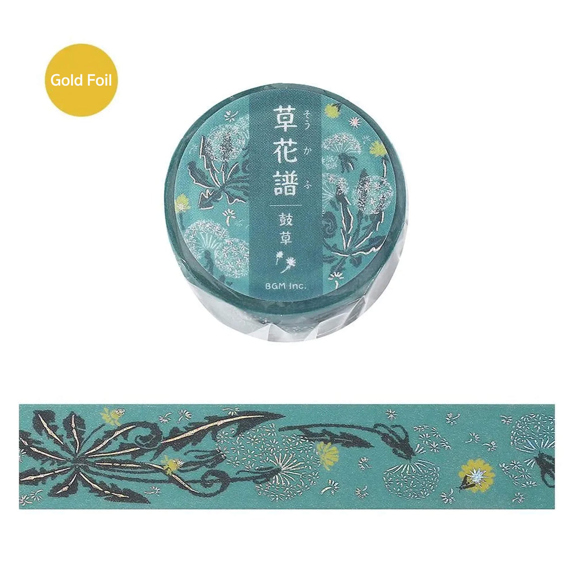 BGM Foil Washi Tape Botanical Notes - Dandelion - Washi Tapes